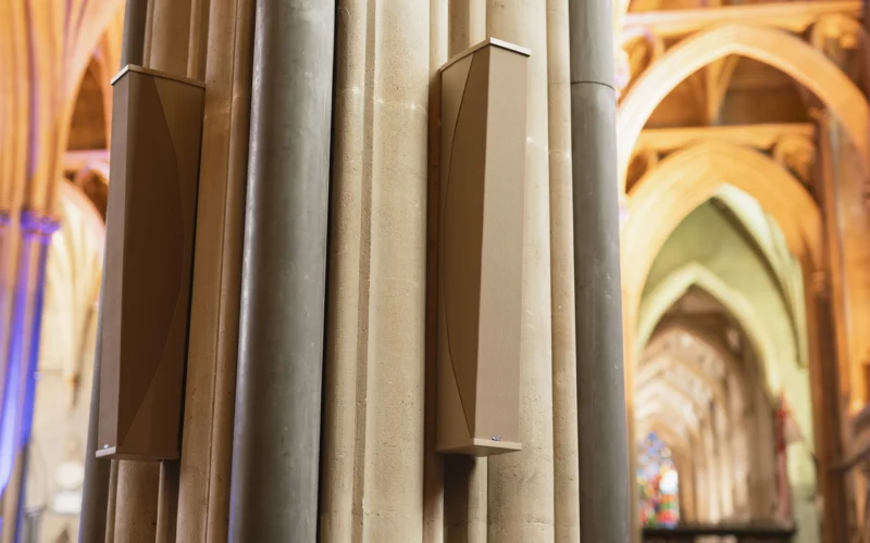 Bristol Cathedral installation by Enlightened and NEXO.Photo by Adam Gasson / NEXO