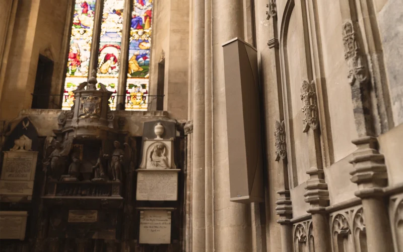 Bristol Cathedral installation by Enlightened and NEXO.Photo by Adam Gasson / NEXO