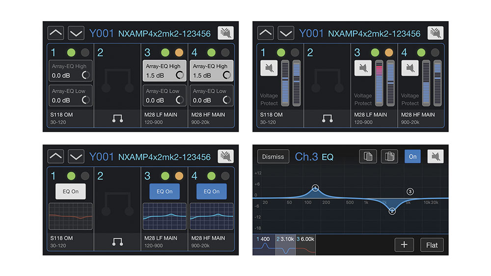 ARRAY EQ, USER EQ, STUMMSCHALTUNG UND PEGELANZEIGEN, EQ DETAIL
